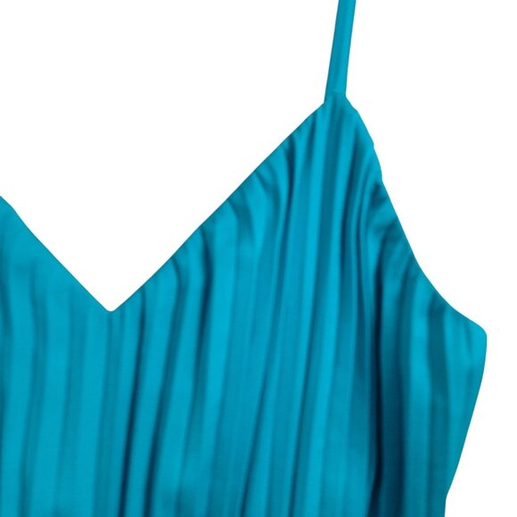 Express Jewel Tone Teal Pleated Side‎ Cutout Maxi Dress Formal Blue Green Size S - Picture 10 of 16